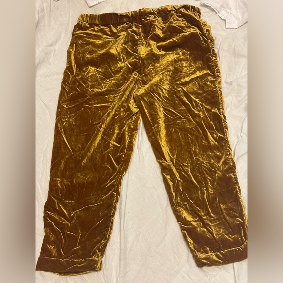 Mustard Gold Anthropologie’s Ett:Twa cropped crushed velvet harem jogger pants M - Picture 3 of 7